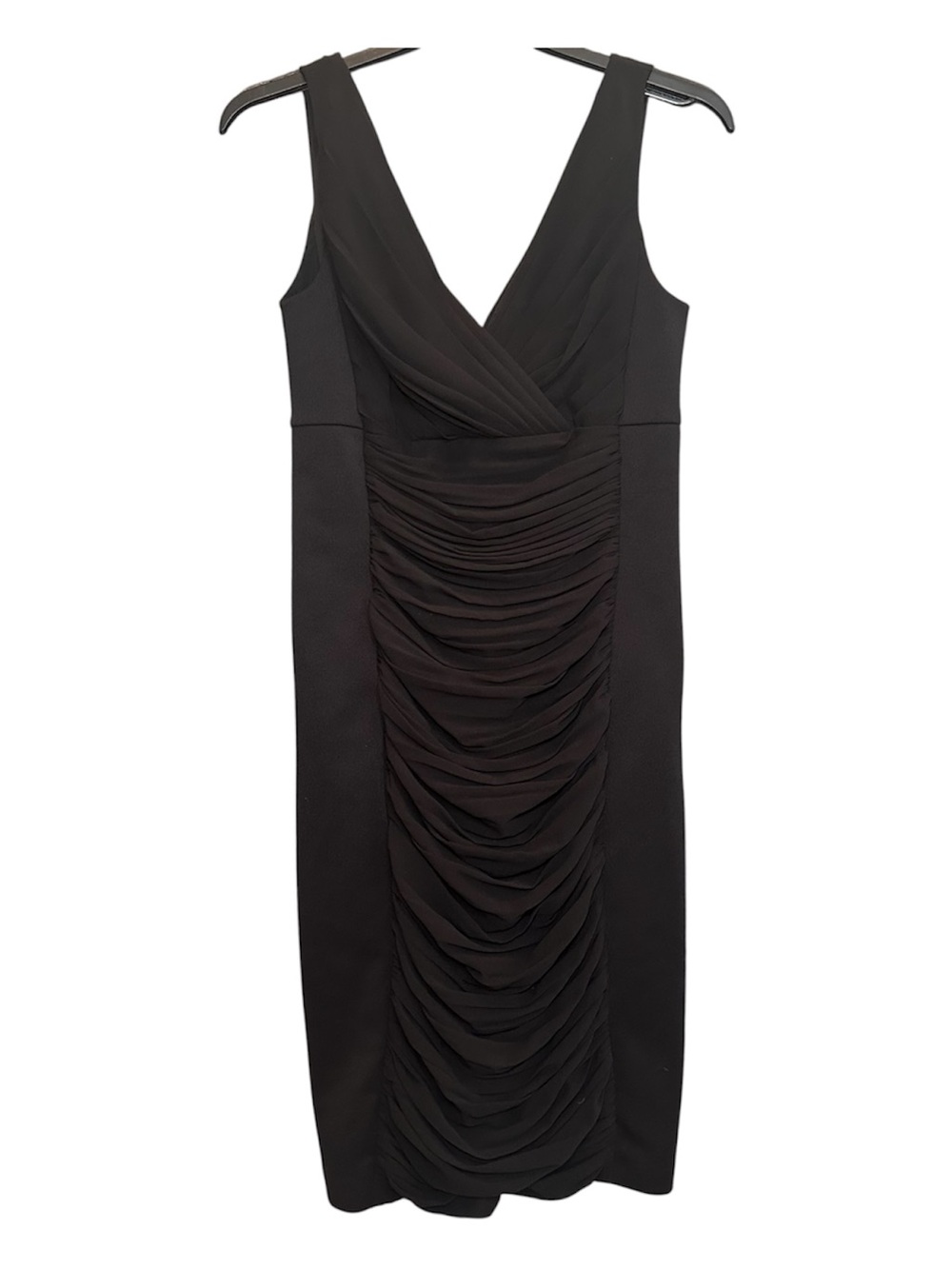 White House Black Market - Black Ruched V-Neck Sheath Mini Dress- Women’s Size 2